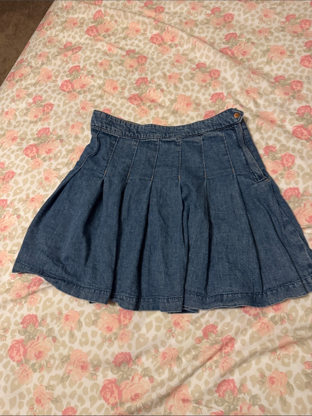 Divided Denim Pleated Skater Skirt - Blue